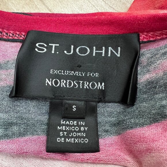St. John Nordstrom Brush Striped Long Sleeve Top Red White Black Size Small - Picture 7 of 10